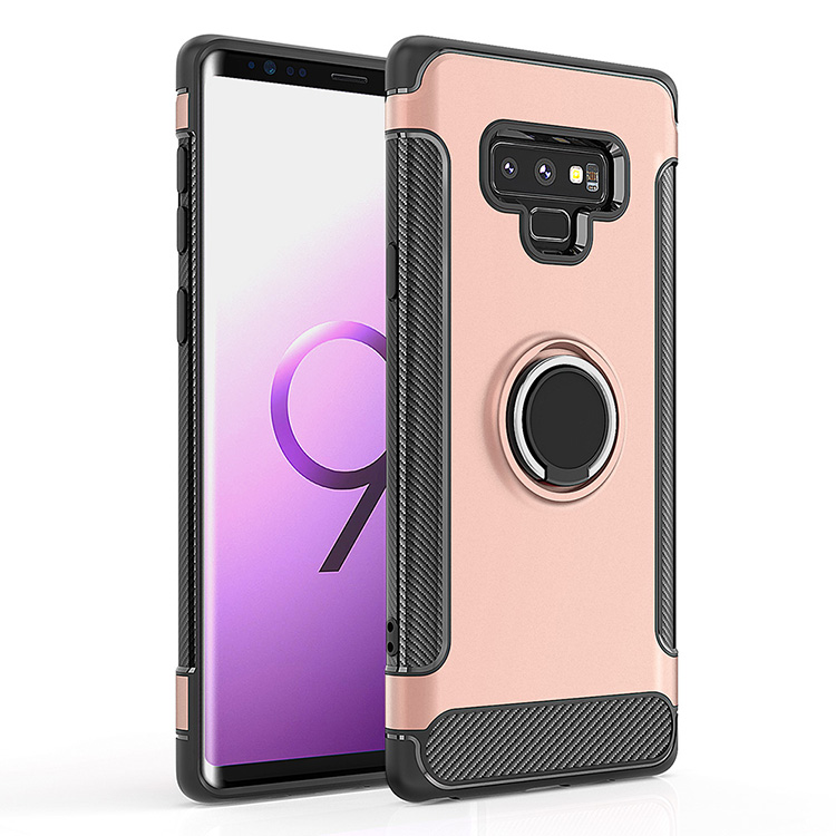 Galaxy Note 9 360 Rotating RING Stand Hybrid Case with Metal Plate (Rose Gold)